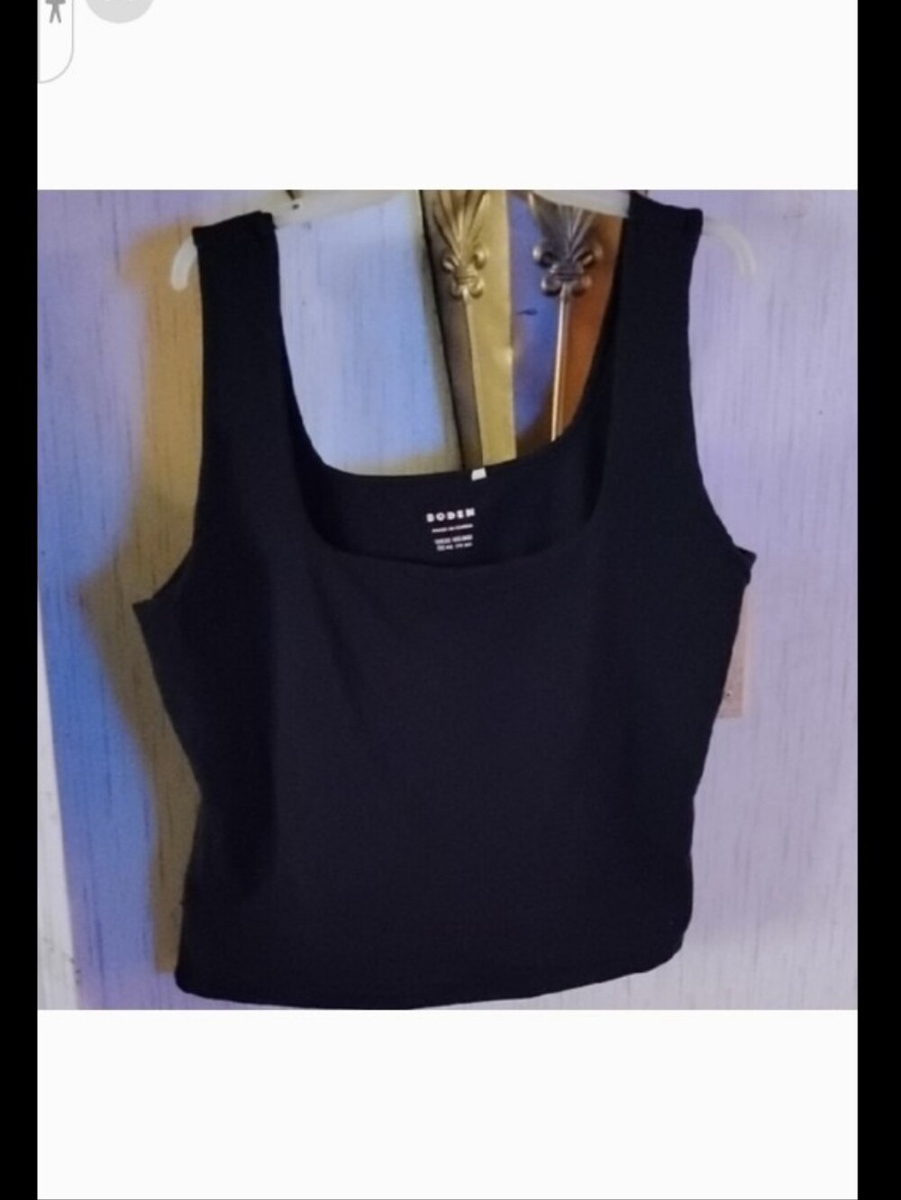 Boden Black Square-Neck Tank Soft Stretchy Elegant Black Tank Top Size 20/22